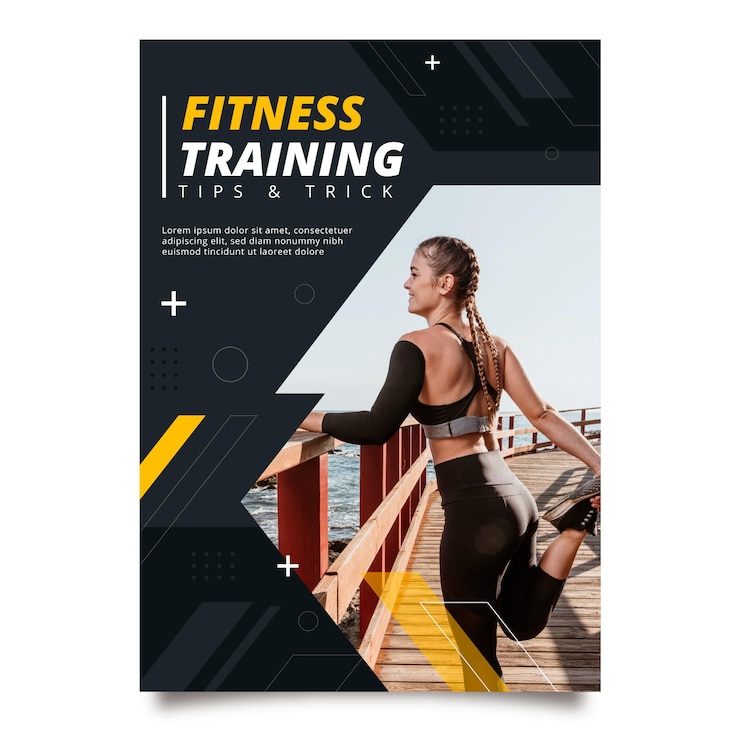 Vecteur gratuit modèle de flyer vertical fitness plat