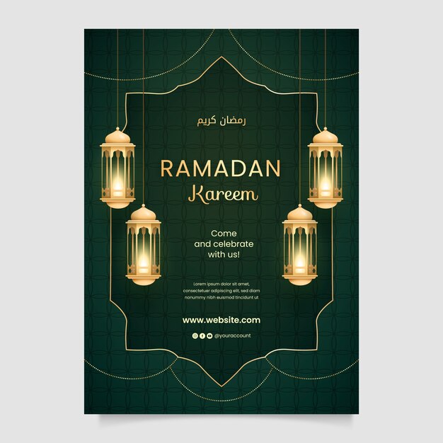 Vecteur gratuit un modèle de flyer vertical gradient pour la célébration islamique du ramadan.