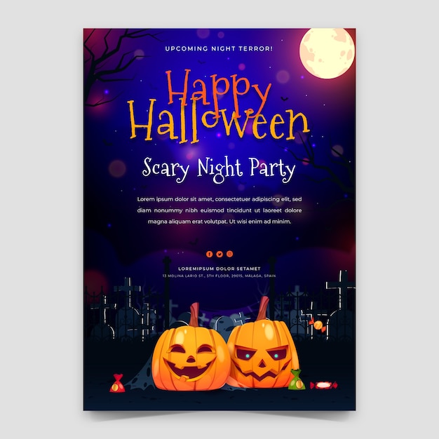 Vecteur gratuit modèle de flyer vertical halloween dégradé