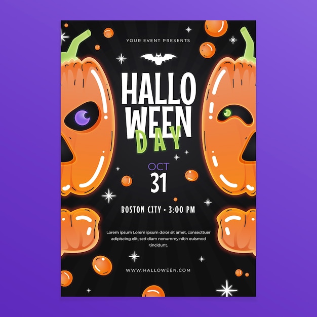 Vecteur gratuit modèle de flyer vertical halloween dégradé