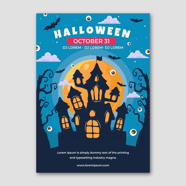 Modèle de flyer vertical halloween plat