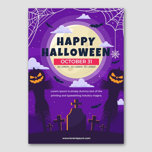 Vecteur gratuit modèle de flyer vertical halloween plat