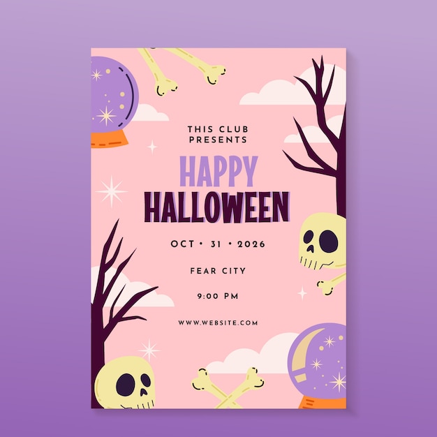 Modèle De Flyer Vertical Halloween Plat