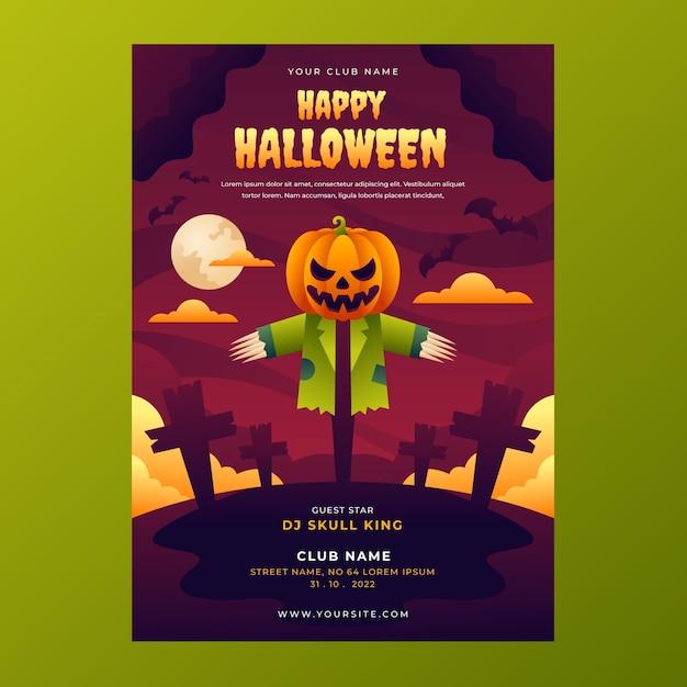 Vecteur gratuit modèle de flyer vertical halloween réaliste