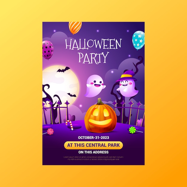 Vecteur gratuit modèle de flyer vertical halloween réaliste