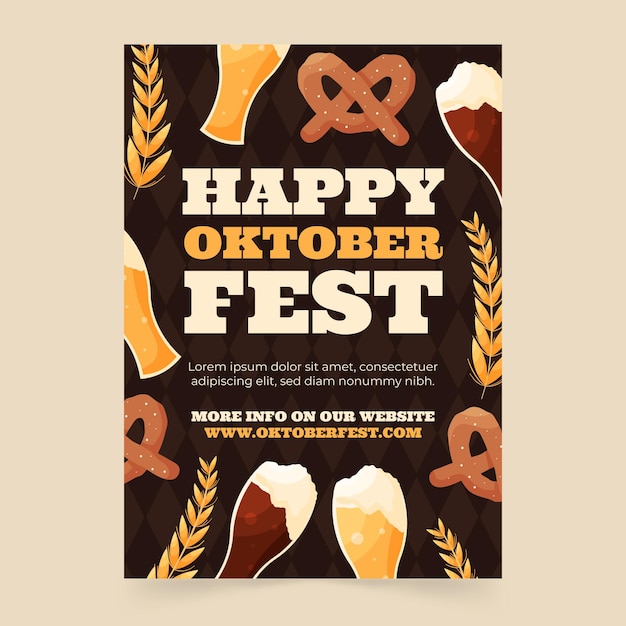 Vecteur gratuit modèle de flyer vertical oktoberfest dessiné à la main