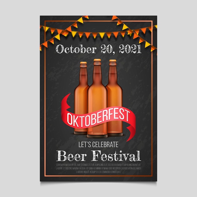 Vecteur gratuit modèle de flyer vertical oktoberfest réaliste