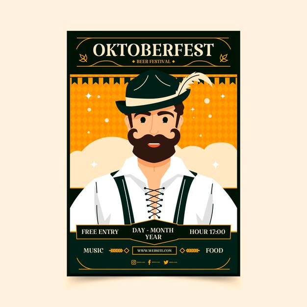 Modèle De Flyer Vertical Plat Oktoberfest