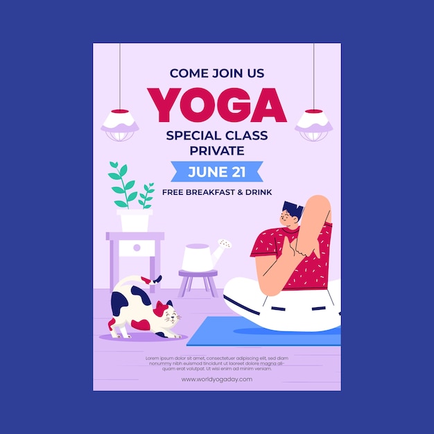 Modèle De Flyer Vertical Plat Pour La Célébration De La Journée Internationale Du Yoga