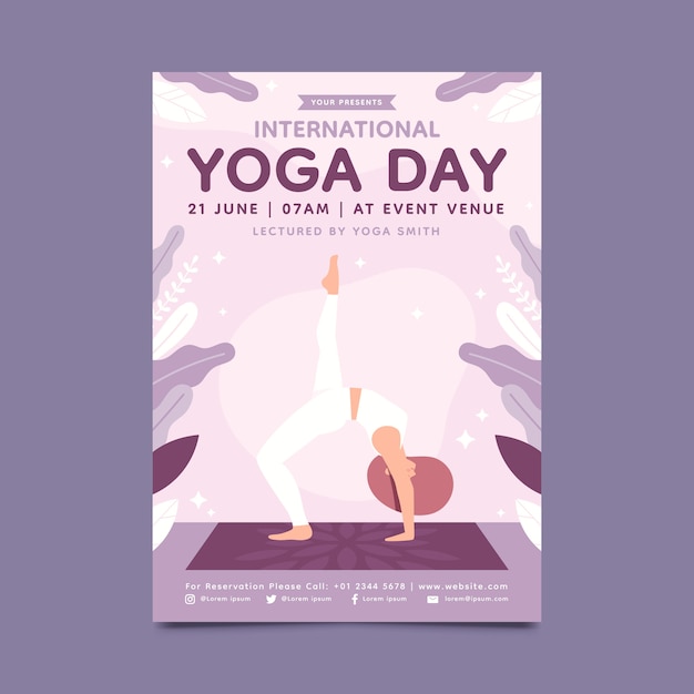 Modèle De Flyer Vertical Plat Pour La Journée Internationale Du Yoga