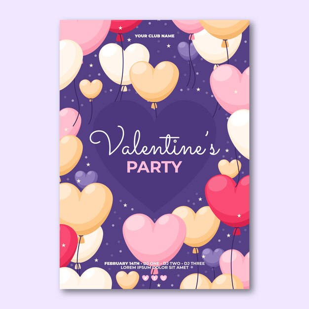 Modèle de flyer vertical plat pour la saint-valentin