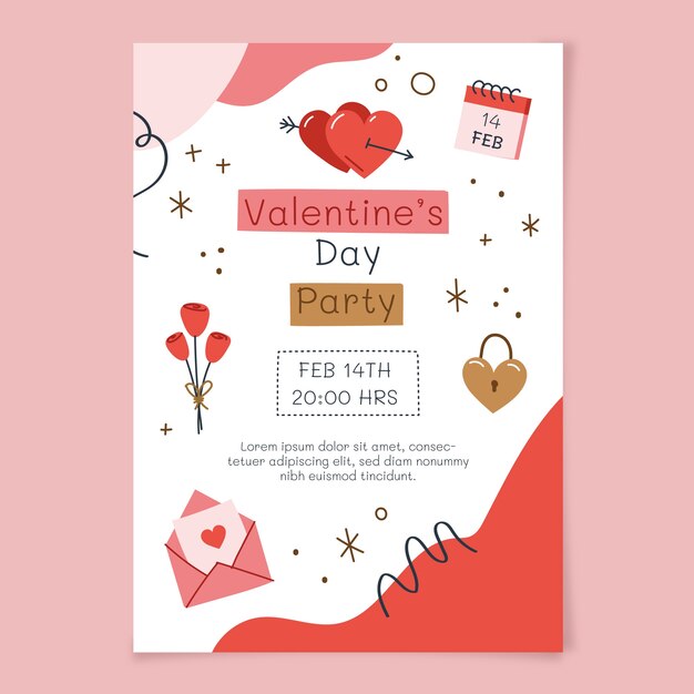 Modèle De Flyer Vertical Plat Pour La Saint-valentin