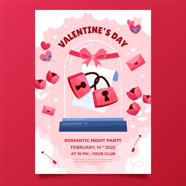 Modèle De Flyer Vertical Plat Pour La Saint-valentin