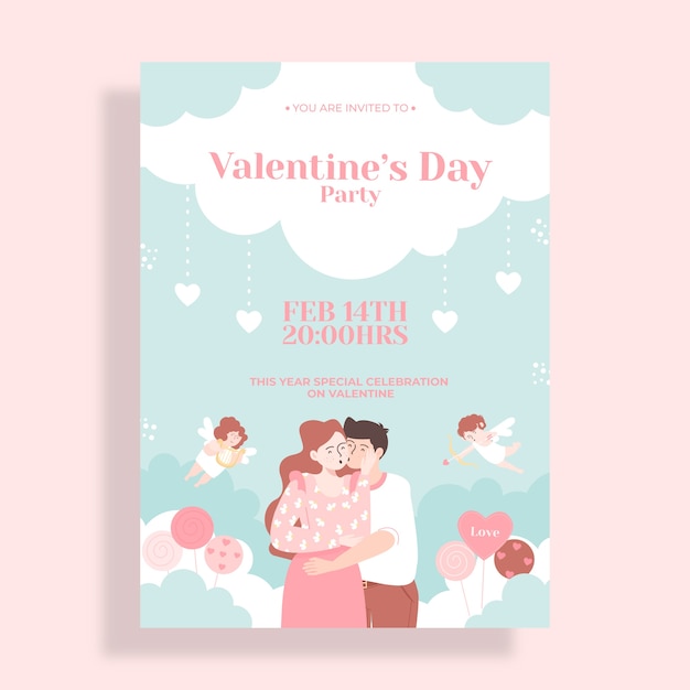 Modèle De Flyer Vertical Plat Pour La Saint-valentin