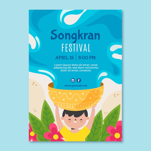 Modèle De Flyer Vertical Plat Songkran