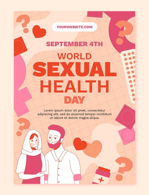 Modèle de flyer vertical pour la journée mondiale de la santé sexuelle