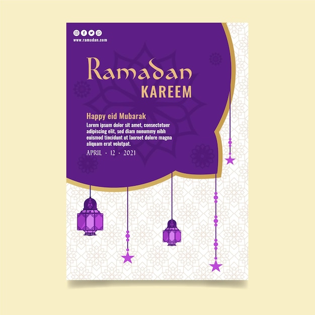 Vecteur gratuit modèle de flyer vertical ramadan