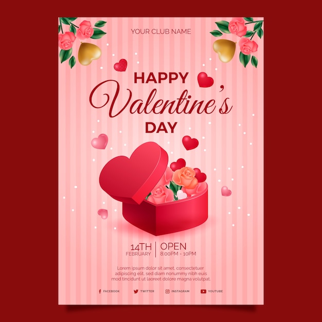 Modèle De Flyer Vertical Réaliste Pour La Saint-valentin