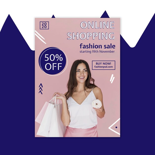 Modèle de flyer vertical shopping en ligne