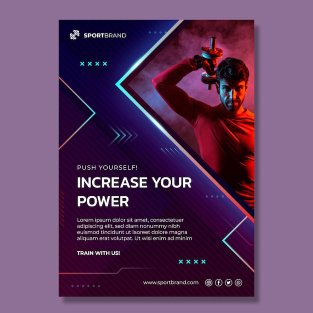 Modèle de flyer vertical sport et technologie