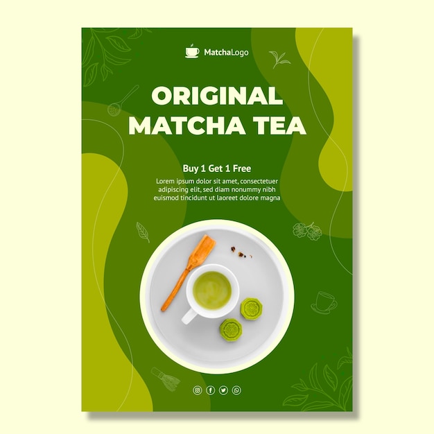 Modèle de flyer vertical de thé matcha