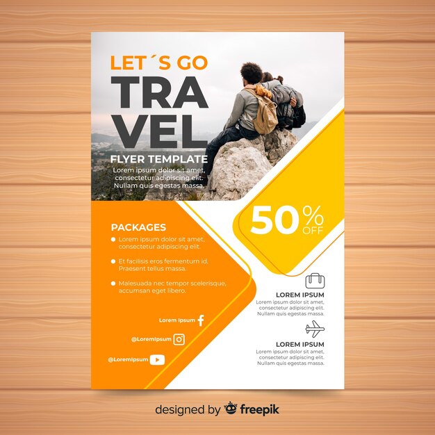 Modèle de flyer de voyage avec photo