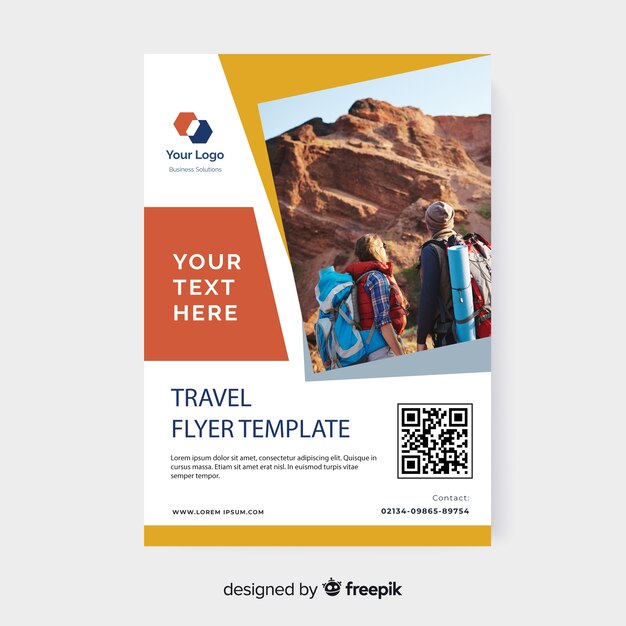 Vecteur gratuit modèle de flyer de voyage avec photo