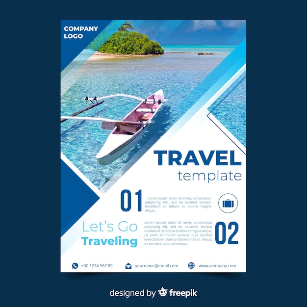 Vecteur gratuit modèle de flyer de voyage avec photo