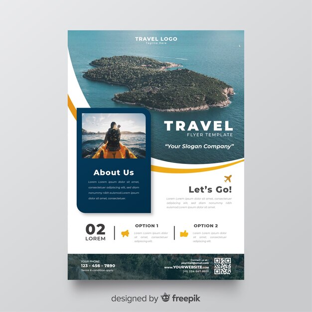 Modèle de flyer de voyage avec photo