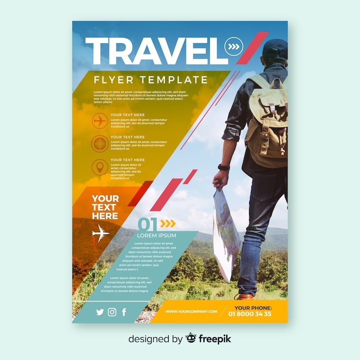 Vecteur gratuit modèle de flyer de voyage