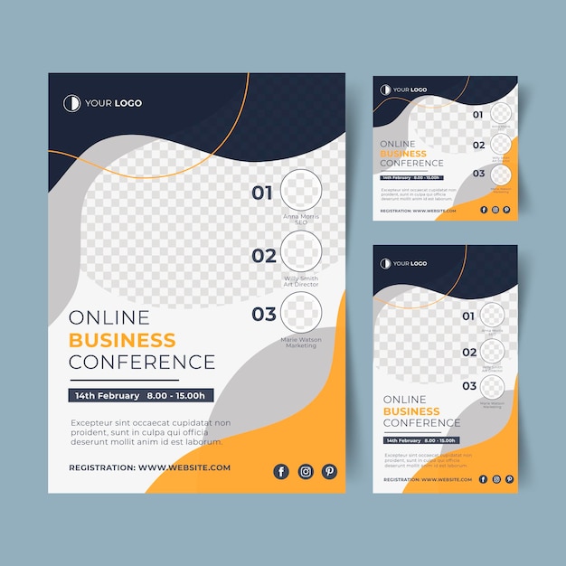 Modèle de flyer de webinaire avec des formes abstraites