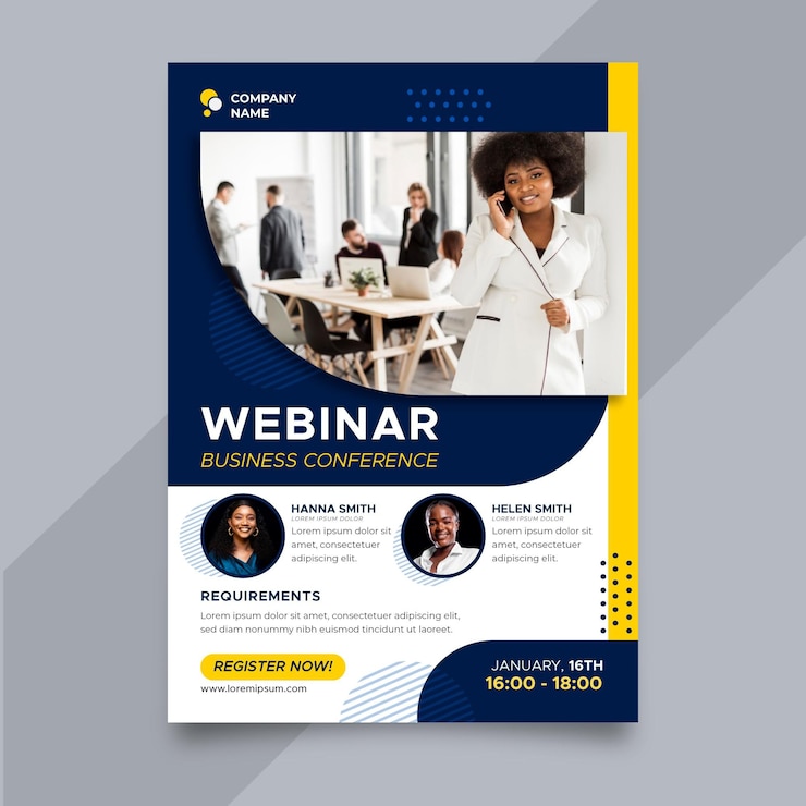 Vecteur gratuit modèle de flyers de webinaire