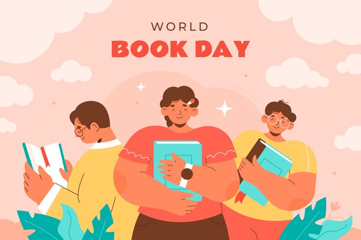 Vecteur gratuit modèle de fond plat pour la célébration de la journée mondiale du livre