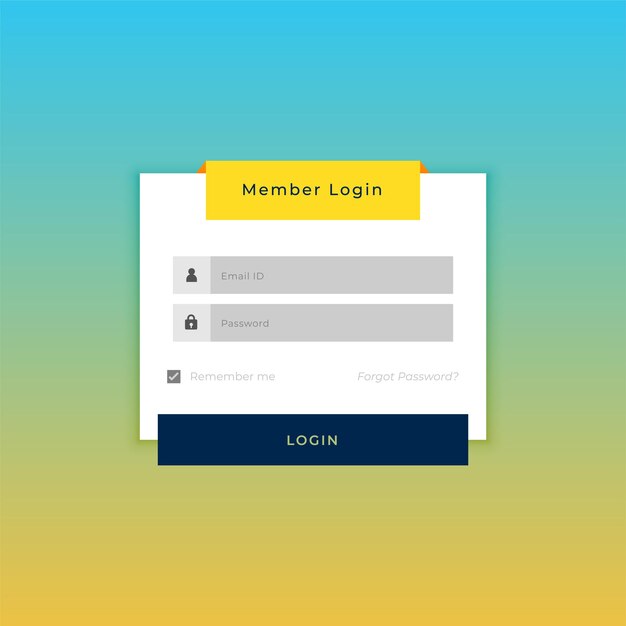 modèle de formulaire de connexion du membre pour l'accès au profil Web