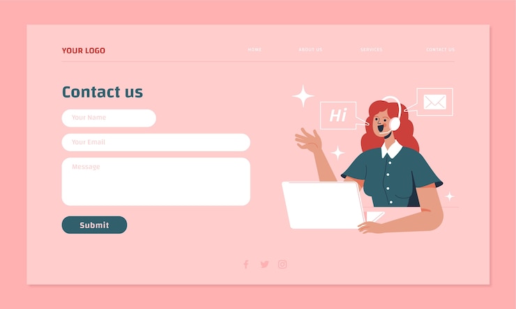Vecteur gratuit modèle de formulaire de contact dessiné à la main