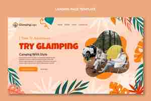 Vecteur gratuit modèle de glamping design plat dessiné à la main