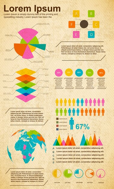 Modèle de graphiques de diagrammes commerciaux pour la présentation et le pourcentage