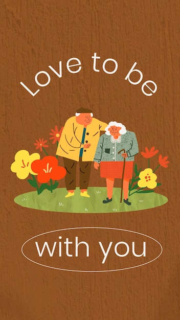 Modele D Histoire D Instagram D Amour Illustration De Vieux Couple Avec Vecteur De Citation Romantique Vecteur Gratuite