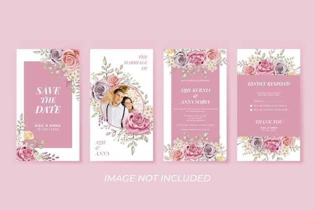Modèle d'histoire instagram de mariage rose élégant