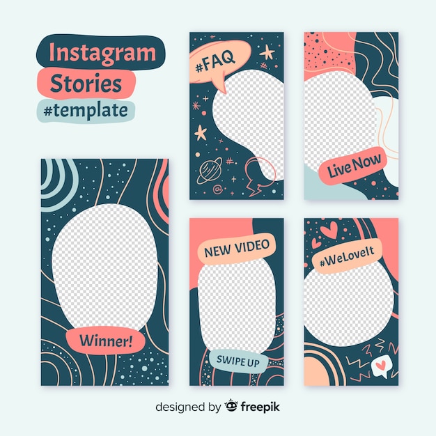 Vecteur gratuit modèle d'histoires instagram avec cadre vide