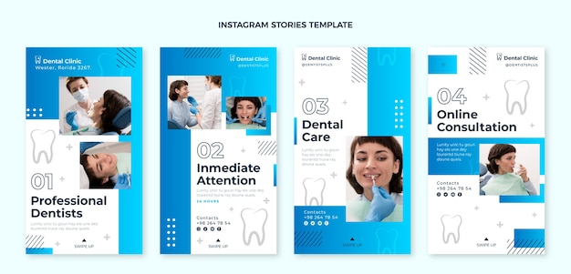 Modèle d'histoires instagram de clinique dentaire dégradé