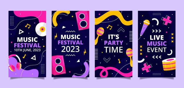 Modèle d'histoires instagram de festival de musique