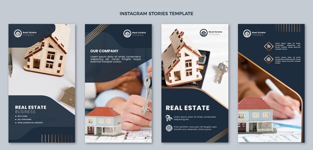 Modèle d'histoires instagram de l'immobilier dégradé
