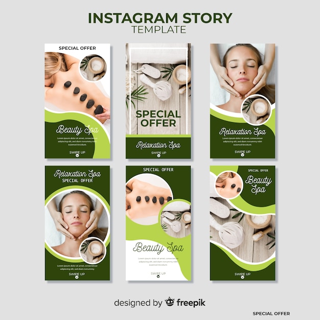 Vecteur gratuit modèle d'histoires instagram spa