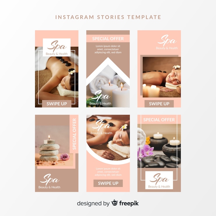 Vecteur gratuit modèle d'histoires instagram spa