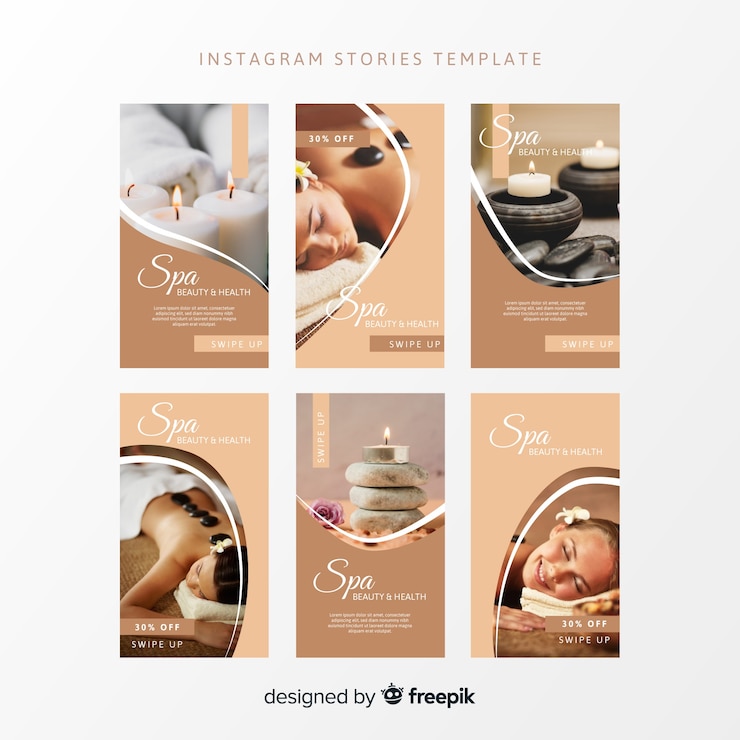 Vecteur gratuit modèle d'histoires instagram spa