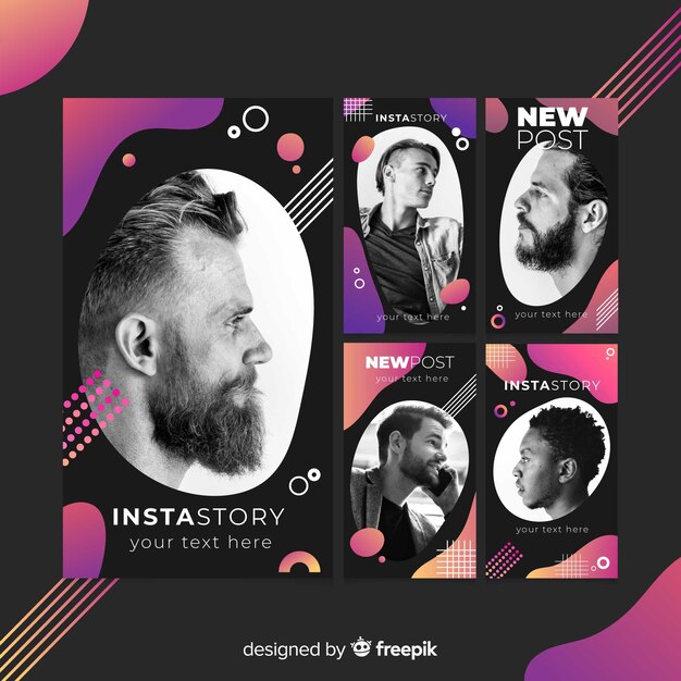 Modèle d'histoires de memphis instagram dégradé