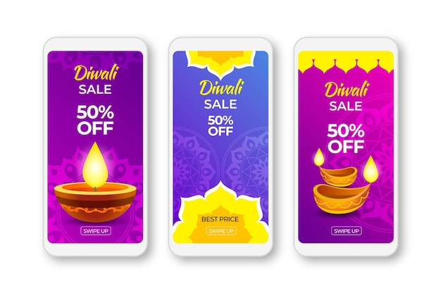 Modèle d'histoires de vente Instagram Happy Diwali