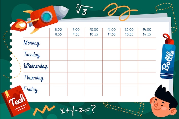 Vecteur gratuit modèle d'horaire de retour à l'école