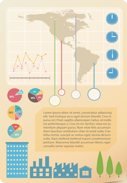 Vecteur gratuit modèle d'infochart d'une carte